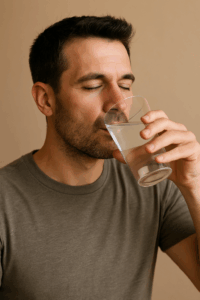 Male drinking water