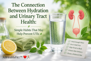 Hydration and urinary tract health illustration promoting healthy habits to help prevent UTIs.